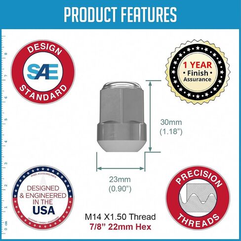 Wheel Accessories Parts Set of 20 12x1.5 OEM Ball Seat Lug Nuts fit Honda, Acura, Isuzu 90381-SV7-A01, 90381-SV1-981, 90381-SR3-981 611-138 Wheel Lug Nut in Saudi Arabia