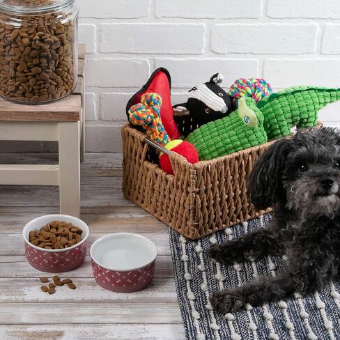 أوعية الحيوانات الأليفة المصنوعة من السيراميك الجاف على شكل عظمة، قاعدة آمنة للاستخدام في الميكروويف وغسالة الأطباق من أجل تغذية آمنة مع فوضى أقل، مجموعة أوعية متوسطة الحجم، 6 × 2، وردي، عدد 2 in Kuwait