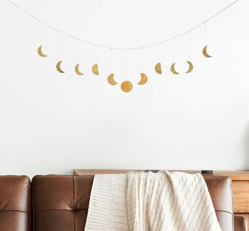 Reyife Boho Room Wall Decor Aesthetic Gold Moon Phase Wall Hanging for Bedroom College Dorm Bohemian 51.2" Above Bed Wall Decor Wall Accents Decoration Art Ideal Gift for Girls Mom (9 Moons) in Saudi Arabia