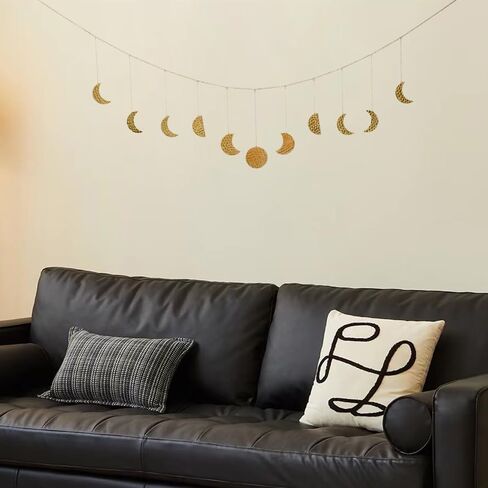 Reyife Boho Room Wall Decor Aesthetic Gold Moon Phase Wall Hanging for Bedroom College Dorm Bohemian 51.2" Above Bed Wall Decor Wall Accents Decoration Art Ideal Gift for Girls Mom (9 Moons) in Saudi Arabia