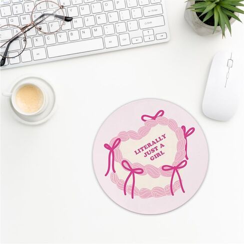 QUICQOD Coquette Pink Bow Mouse Pad,Girly Trendy Preppy Round Mouse Pad,Teen Girl Gifts,Aesthetic Non-Slip Rubber Base Mousepads for Home Office Dorm Desk Decor,8.7 x 8.7 Inch in Kuwait