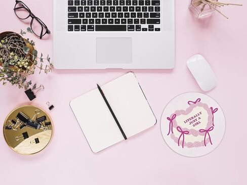 QUICQOD Coquette Pink Bow Mouse Pad,Girly Trendy Preppy Round Mouse Pad,Teen Girl Gifts,Aesthetic Non-Slip Rubber Base Mousepads for Home Office Dorm Desk Decor,8.7 x 8.7 Inch in Kuwait