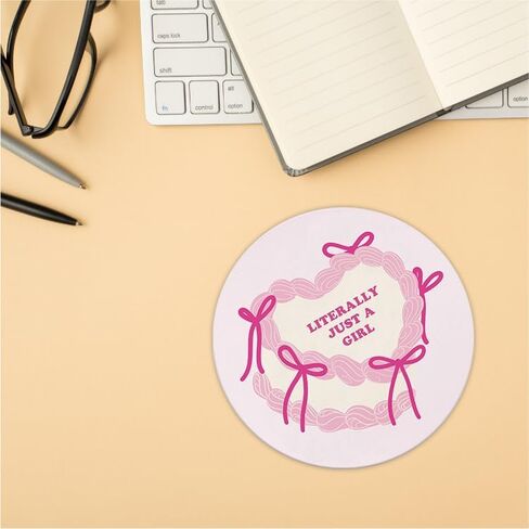 QUICQOD Coquette Pink Bow Mouse Pad,Girly Trendy Preppy Round Mouse Pad,Teen Girl Gifts,Aesthetic Non-Slip Rubber Base Mousepads for Home Office Dorm Desk Decor,8.7 x 8.7 Inch in Kuwait