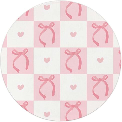 QUICQOD Coquette Pink Bow Mouse Pad,Girly Trendy Preppy Round Mouse Pad,Teen Girl Gifts,Aesthetic Non-Slip Rubber Base Mousepads for Home Office Dorm Desk Decor,8.7 x 8.7 Inch in Kuwait