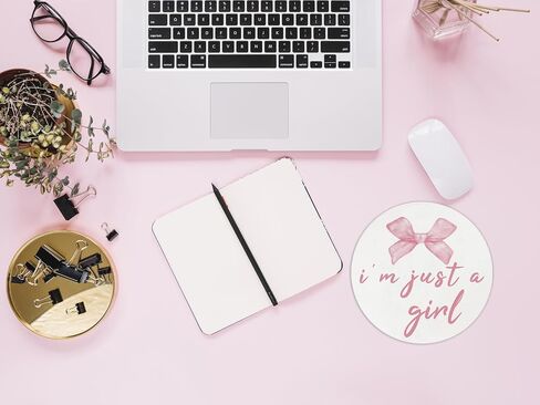 QUICQOD Coquette Pink Bow Mouse Pad,Girly Trendy Preppy Round Mouse Pad,Teen Girl Gifts,Aesthetic Non-Slip Rubber Base Mousepads for Home Office Dorm Desk Decor,8.7 x 8.7 Inch in Kuwait