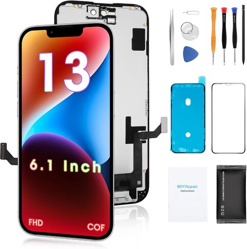 مجموعة اصلاح شاشة LCD ثلاثية الابعاد تعمل باللمس مقاس 6.1 انش مع لوحة خلفية، لاصق مقاوم للماء، زجاج مقسى، ادوات (موديل A1984، A2105، A2106، A2108) in Kuwait
