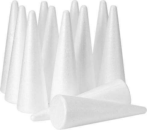 YURN Craft 12 Pack Foam Cones for Crafts, Foam Trees Cones, 3.82×9.49 in Cones Shaped Foam for Christmas Decorations, Gnomes, and DIY Art Projects. in Saudi Arabia