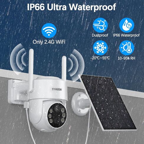 4MP Solar Security Camera Wireless Outdoor, 6 Spotlights and 2.5K HD Color Night Vision Battery Powered Camera with 2.4GHz Wifi, APP Control, PIR Sensor, 2-Way Audio, IP66, SD Card/Cloud Storage in Kuwait