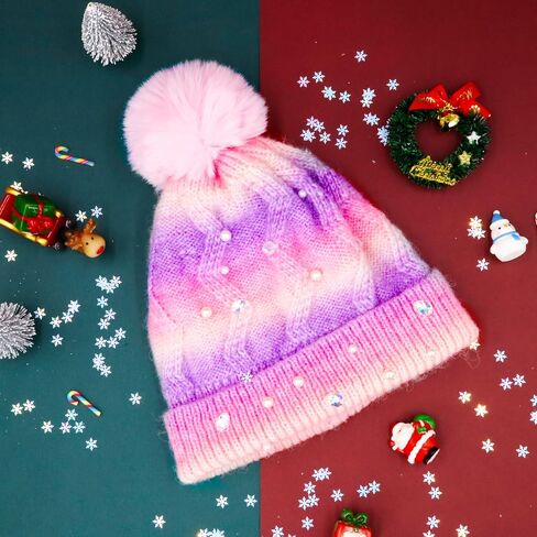 PinkSheep Toddler Winter Hat and Toddler Scarf: Rainbow Beanie Kids with Kids Scarf Soft and Warm, Girls Winter Hats for Kids Ages 3-8, Fashion Girls Accessories in Kuwait
