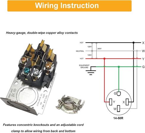 Nema 6-50 Receptacle Industrial Grade 50 Amp Outlet Surface Mount Receptacle for EV, Plasma Cutter and Welder Outlet, 2-Pole 3-Wire, Black (Nema 6-50r) in Kuwait