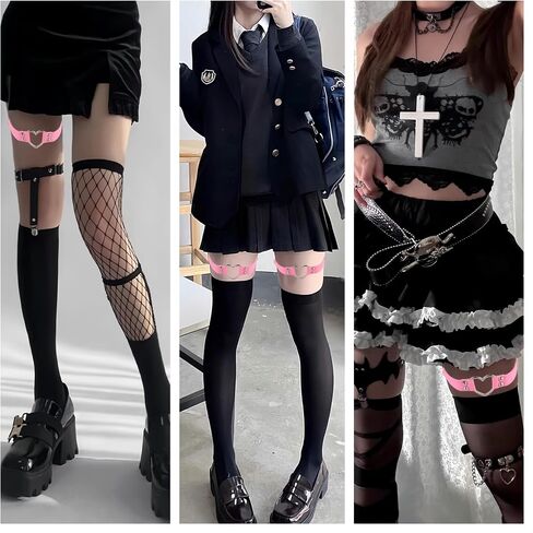 Outman 2Pcs Adjustable Punk Rock Thigh Garter Heart Leg Garter Belts for Parties Music Festival in Kuwait