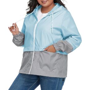 American Trends Women Plus Size Light RainCoat Jackets Packable Hooded Waterproof Windbreaker for Women