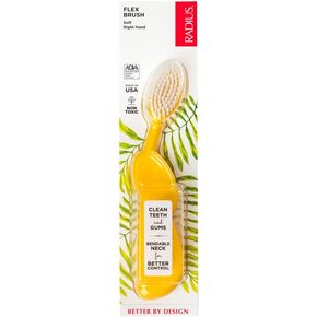 RADIUS Toothbrush Flex Brush BPA Free & ADA Accepted Designed to Improve Gum Health & Reduce Gum Issues - Right Hand - Lime White - Pack of 1
