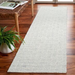 SAFAVIEH Micro-Loop Collection Area Rug - 9' x 12', Light Grey & Ivory, Handmade Wool, Ideal for High Traffic Areas in Living Room, Bedroom (MLP537F), Light Grey/Ivory