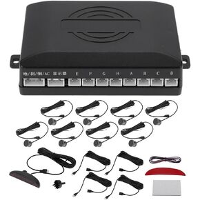 Motoforti Universal Car Auto Vehicle Reverse Backup Radar System Reverse Parking Sensors Alarm Buzzer Reminder Distance Detection Blue 8 Parking Sensors