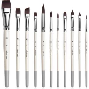 Golden Maple Acrylic Paint Brushes, 5 PCS Paint Brush Acrylic Painting Nylon Bristle for Acrylic Watercolor Gouache Oil Shoe Leather Canvas and Sneakers