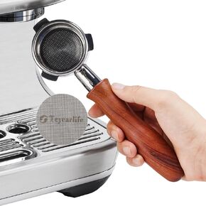 Teyearlife 54mm Bottomless Portafilter,Replacement for Breville Portafilter,Made of Stainless Steel and Solid Wood.Portafilter Bottomless Helps Diagnose Espresso Issues.It's a Good 54mm Portafilter.