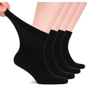 Hugh Ugoli Diabetic Socks for Men, Loose Ankle Socks Bamboo, Extra-Wide, Thin, Seamless Toe and Non-Binding Top, 4 Pairs, Black, Shoe Size: 8-11