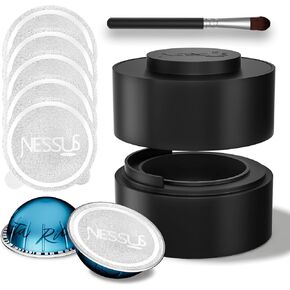 Nessus Reusable Vertuo Capsule Kit, [ALSeal EZ FIT] for Reusable Nespresso Pods with 150 Pcs Aluminum Foil Seal Lids, Holder, Brush, for Refilling Nespresso Vertuo Pods Reusable Vertuoline Pod