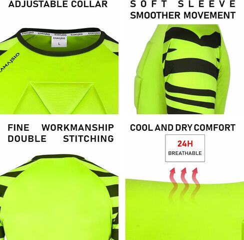 Elbow & Chest Padded Soccer Goalie Jersey - Long Sleeve Soccer Goalkeeper Jersey Men - Adult, Youth Goalie Shirt in Kuwait