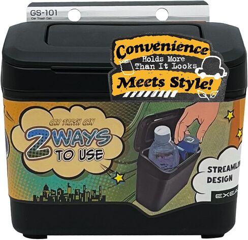 EXEA Car Trash Can with One-Push Open Cup Holder or Door Pocket, Portable Trash Can, Easy to Clean, Used in Car Home Office Interior Accessories, Designed in Japan GS-102 in Saudi Arabia