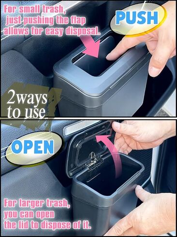 EXEA Car Trash Can with One-Push Open Cup Holder or Door Pocket, Portable Trash Can, Easy to Clean, Used in Car Home Office Interior Accessories, Designed in Japan GS-102 in Saudi Arabia