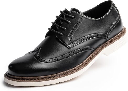 Mens Dress Shoes Casual Oxfords Business Derby Sneakers for Men, Classic Round Toe, Wingtip Brogue Design, Lightweight EVA Outsole Brown 13 in Saudi Arabia