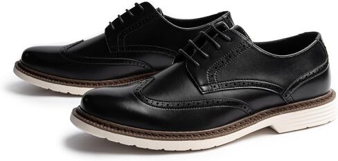 Mens Dress Shoes Casual Oxfords Business Derby Sneakers for Men, Classic Round Toe, Wingtip Brogue Design, Lightweight EVA Outsole Brown 13 in Saudi Arabia