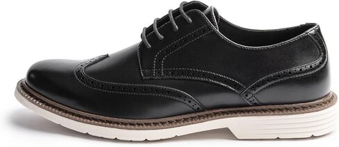 Mens Dress Shoes Casual Oxfords Business Derby Sneakers for Men, Classic Round Toe, Wingtip Brogue Design, Lightweight EVA Outsole Brown 13 in Saudi Arabia