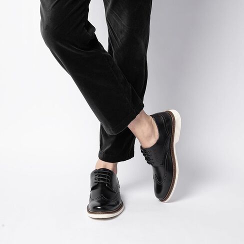 Mens Dress Shoes Casual Oxfords Business Derby Sneakers for Men, Classic Round Toe, Wingtip Brogue Design, Lightweight EVA Outsole Brown 13 in Saudi Arabia