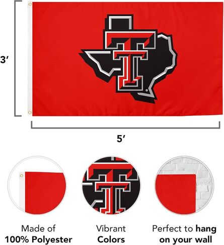 Desert Cactus Texas Tech University Flag Red Raiders Flag Banners 100% Polyester Indoor Outdoor 3x5 feet Flags (Style Y) in Saudi Arabia