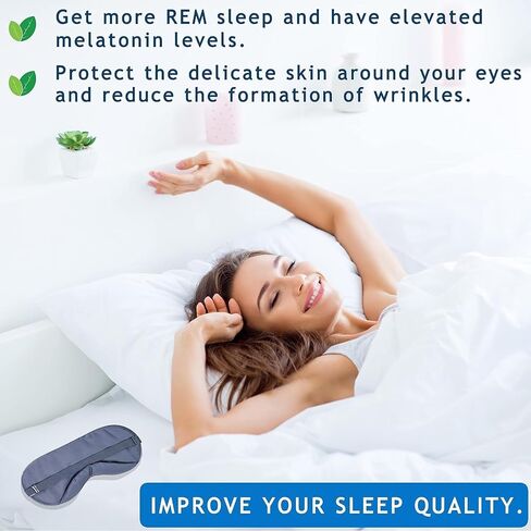 100% Tencel Eye Mask - Sleeping Mask, Sleep Eye Mask Men, Light Blocking Sleep Masks for Women, Sleep+mask Eye Shade Cover for Travel, Night Eye Masks Sleep Blindfold Eye Pillow Blackout Black Eyemask in Saudi Arabia