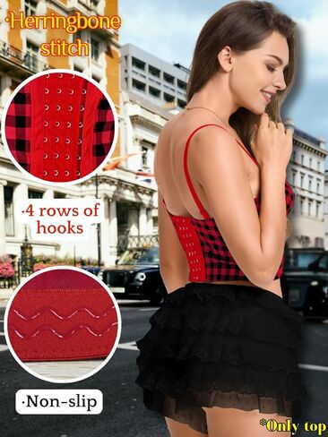 ملابس علوية قصيرة منقوشة مثيرة للنساء، قطعة علوية من القماش القطني، مشد بحزام سباغيتي مع سلك داخلي للخروج في عيد الميلاد in Kuwait