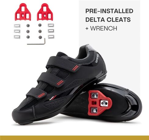 Tommaso Strada Mens Peloton Shoes with Pre-Installed Delta Cleats—Cycling Shoes for Men's—Cycling Shoes Delta Compatible—Indoor Cycling Shoes for Men—Cycling Road Bike Shoes—Spin Shoes Size US 12 in Kuwait