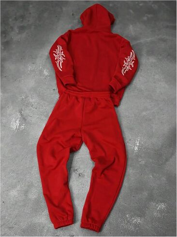 GORGLITTER Men's 2 Piece Sweat Suit Letter Graphic Long Sleeve Hoodie and Sweatpants Set Jogging Athletic Suits in Saudi Arabia
