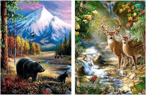 Mowana Highland Cow Diamond Art Kits for Adults Diamond Painting Cow DIY Full Drill 5d Diamond Painting Kits for Adults for Home Wall Decor (2pack 11.8x15.7inch in Kuwait