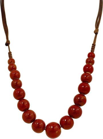 MINACHI Hippie Boho Colorful Ceramic Round Spherical Bead Necklace, Bohemian Summer Fall Statement Jewelry Gifts for Women in Kuwait