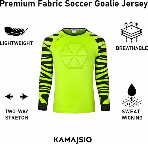 Elbow & Chest Padded Soccer Goalie Jersey - Long Sleeve Soccer Goalkeeper Jersey Men - Adult, Youth Goalie Shirt in Kuwait