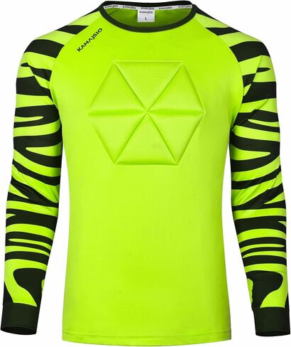 Elbow & Chest Padded Soccer Goalie Jersey - Long Sleeve Soccer Goalkeeper Jersey Men - Adult, Youth Goalie Shirt Black in Kuwait