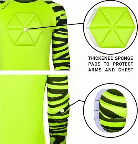 Elbow & Chest Padded Soccer Goalie Jersey - Long Sleeve Soccer Goalkeeper Jersey Men - Adult, Youth Goalie Shirt Black in Kuwait