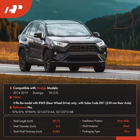 مجموعة عمود الدفع الخلفي الكامل A-Premium متوافقة مع دودج دورانجو 2011 2012 Sport Utility، AWD، المحور الخلفي 215 مم، 3.6L 5.7L، استبدال # 52123470AC، 52123470AE in Saudi Arabia