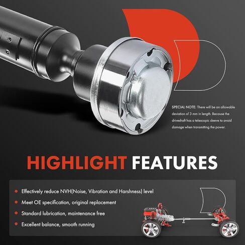 مجموعة عمود الدفع الخلفي الكامل A-Premium متوافقة مع دودج دورانجو 2011 2012 Sport Utility، AWD، المحور الخلفي 215 مم، 3.6L 5.7L، استبدال # 52123470AC، 52123470AE in Saudi Arabia