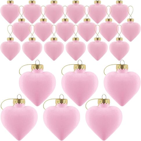 Moucuny 24 Pcs Valentine's Day Hanging Heart Ornaments 3.15 Inch Heart Shaped Tree Baubles Valentine Velvet Ball Ornaments Valentine Tree Decorations and Ornaments for Wedding Party, Pink, Red, White in Saudi Arabia