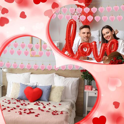 Moucuny 24 Pcs Valentine's Day Hanging Heart Ornaments 3.15 Inch Heart Shaped Tree Baubles Valentine Velvet Ball Ornaments Valentine Tree Decorations and Ornaments for Wedding Party, Pink, Red, White in Saudi Arabia
