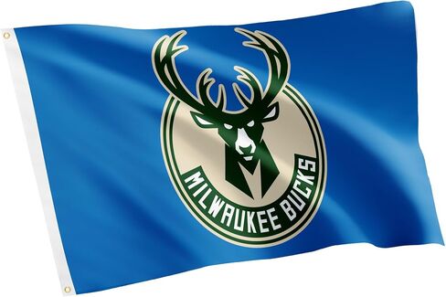 Desert Cactus Milwaukee Bucks Flag NBA 100% Polyester Indoor Outdoor 3x5 feet National Basketball Association Team Flags (Flag #2) in Saudi Arabia