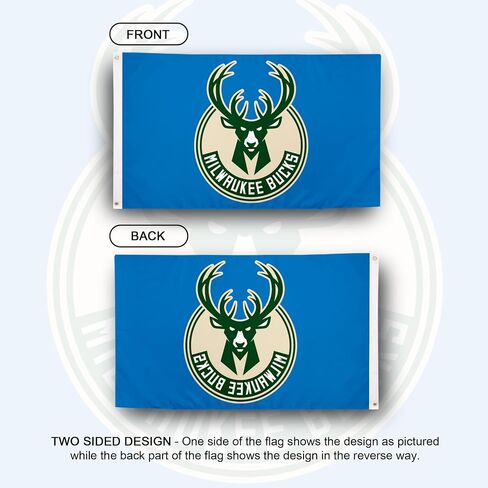 Desert Cactus Milwaukee Bucks Flag NBA 100% Polyester Indoor Outdoor 3x5 feet National Basketball Association Team Flags (Flag #2) in Saudi Arabia