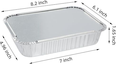 WANBAO 50 PACK 8.3"x6.2" Disposable Tin Foil Pans with Lids 2.25LB Aluminum Pans To Go Containers for Cooking, Baking, Catering Party Meal Prep, Take Out, Freeze in Saudi Arabia