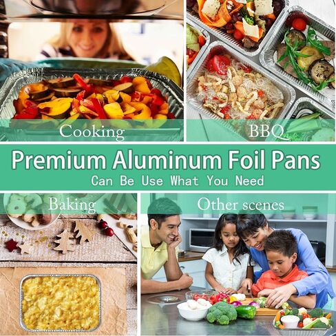 WANBAO 50 PACK 8.3"x6.2" Disposable Tin Foil Pans with Lids 2.25LB Aluminum Pans To Go Containers for Cooking, Baking, Catering Party Meal Prep, Take Out, Freeze in Saudi Arabia