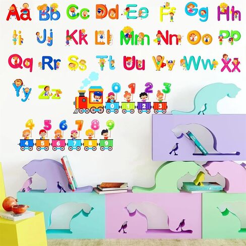 Alphabet Wall Decals Letters ABC Wall Stickers Removable Learning Educational Wall Decals Peel and Stick Colorful Alphabet Wall Stickers for Kids Nursery Toddler Playroom Classroom Decor in Kuwait