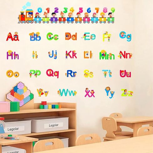 Alphabet Wall Decals Letters ABC Wall Stickers Removable Learning Educational Wall Decals Peel and Stick Colorful Alphabet Wall Stickers for Kids Nursery Toddler Playroom Classroom Decor in Kuwait